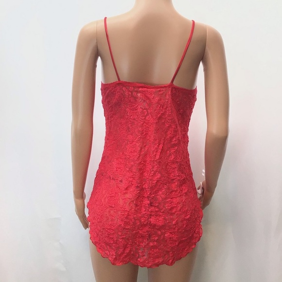 Vtg 1980s Intimate Moods Sexy Red Lace Sequin Slip - Picture 6 of 8